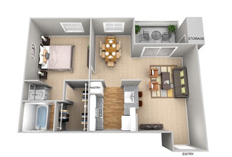 A2 | 1 Bed / 1 Bath | 647 Sq Ft at The Frederick, Texas